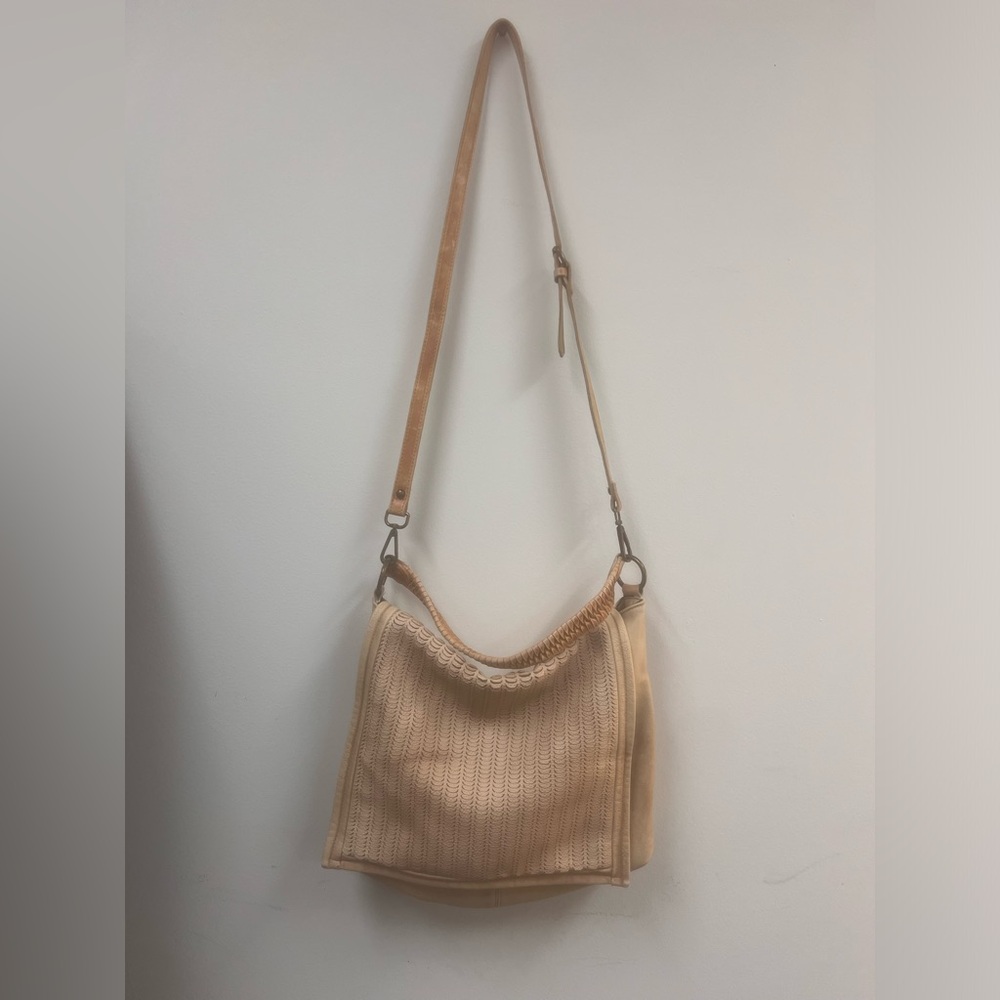 Free People Golden Valley Laser Cut Woven Tote Shoulder Bag